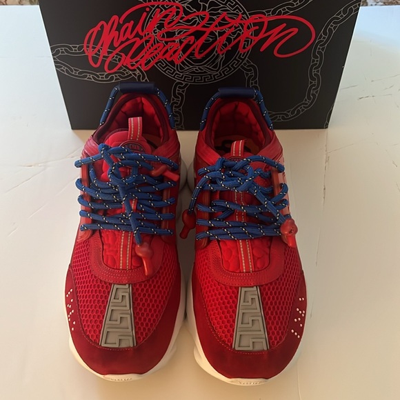 VERSACE Men’s 44 (US11) ChainReaction Leather Sneakers.Medusa Insignia New/Box - Picture 2 of 15